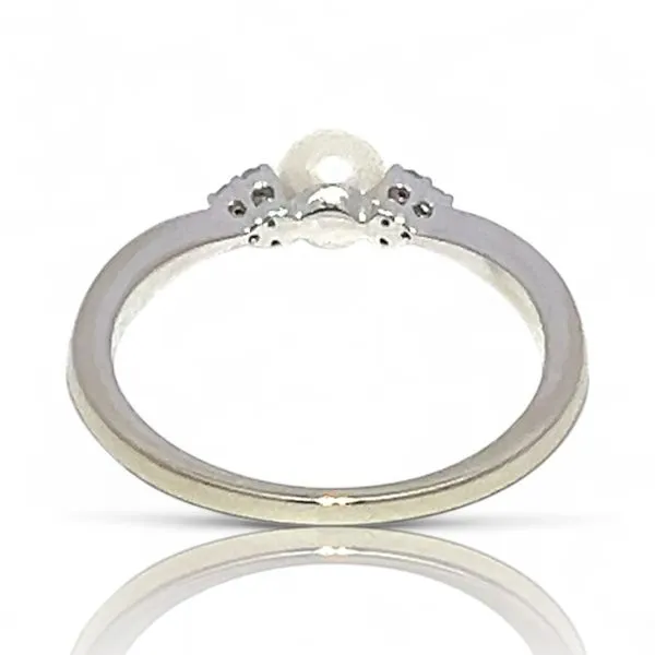 10k White Gold White Freshwater Pearl and Diamond Ring Si...