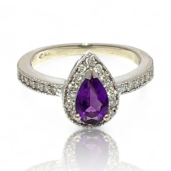 14k White Gold Purple Amethyst and 1/2ctw VS2 Diamond Rin...
