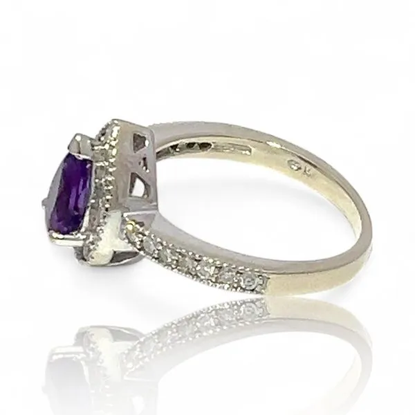 14k White Gold Purple Amethyst and 1/2ctw VS2 Diamond Rin...