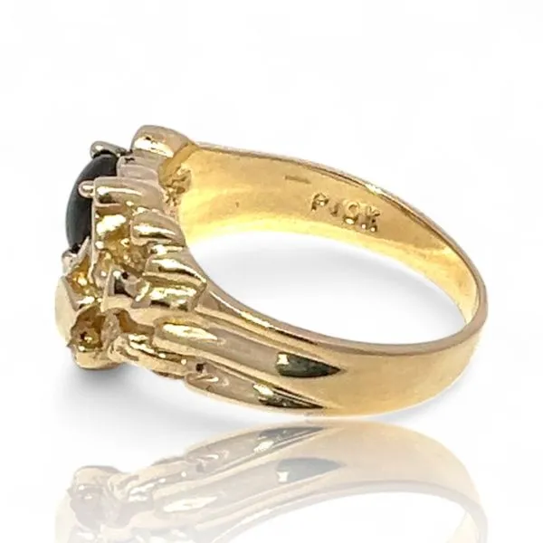 10k Yellow Gold Oval Brown Star Sapphire Nugget Ring Size 10