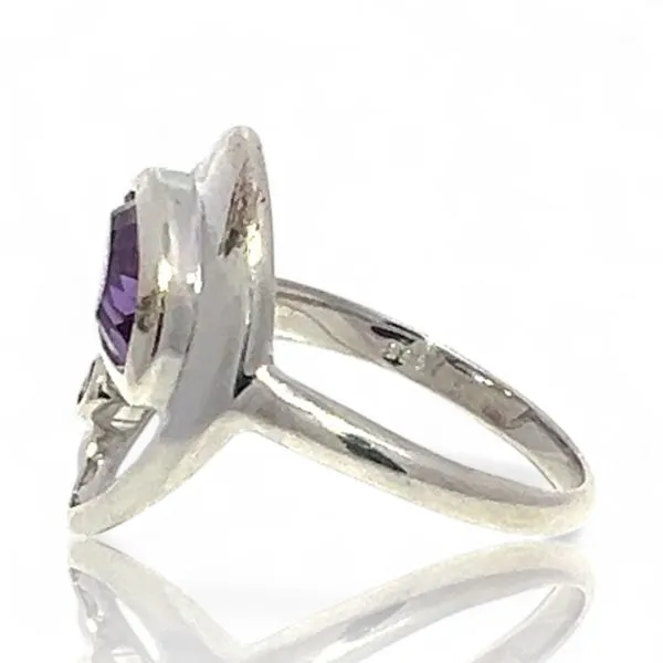 Sterling Silver Contrasting Pale and Dark Amethyst Ring S...