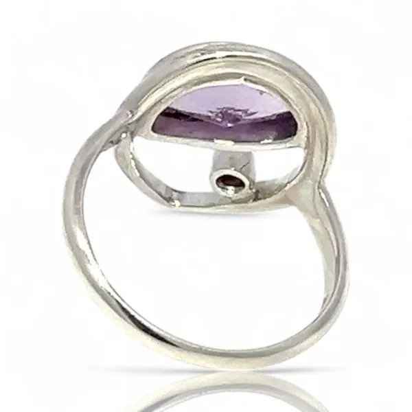 Sterling Silver Contrasting Pale and Dark Amethyst Ring S...