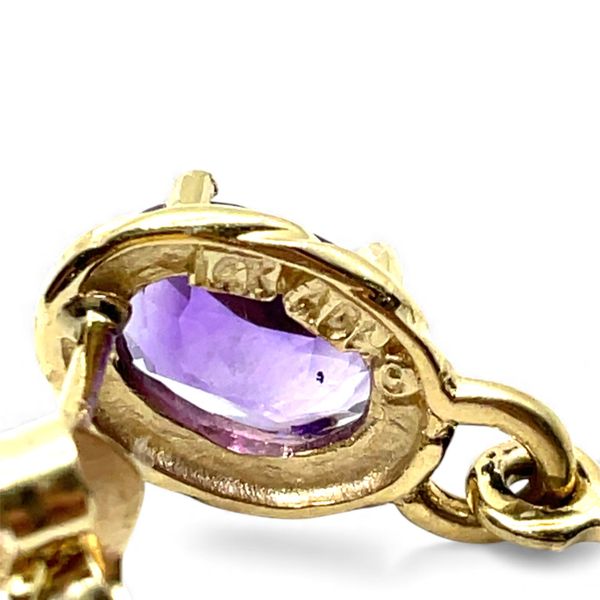 14k Yellow Gold Amethyst and Brilliant Cut Diamond Dangling Earrings
