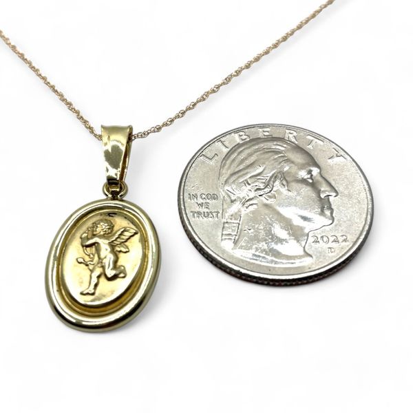 10K Solid Yellow Gold Angel Pendant Diamond Cut Guardian