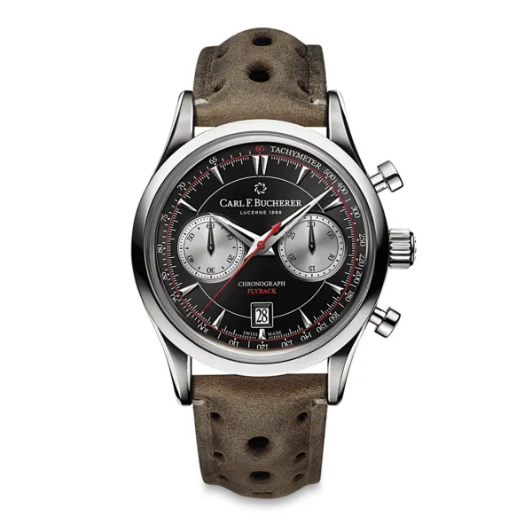 Carl F. Bucherer Manero Flyback automatic Stainless Steel 43mm Kudu Leather Strap