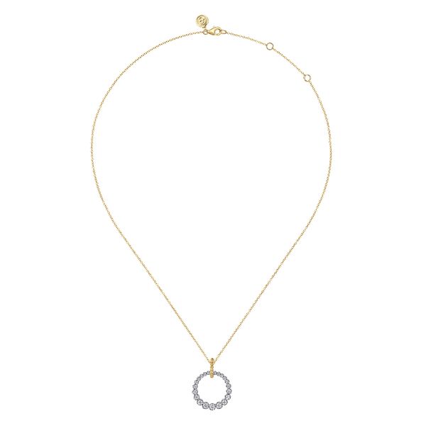 14K White and Yellow Gold Diamond Bujukan 20mm Drop Necklace Image 2 J.A. Jewelers & Company, Inc. FARMINGTON, NM