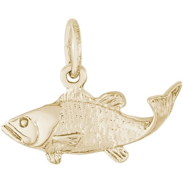 Bass Fish Charm or Pendant in Gold or Silver