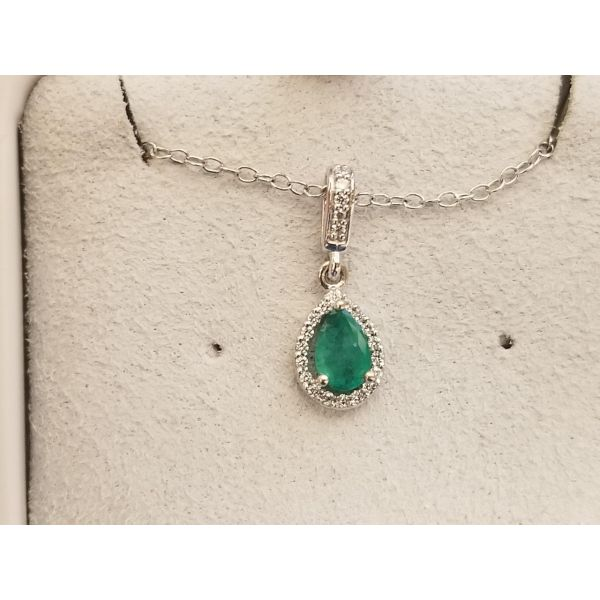 14kw Emerald and Diamond Pendant