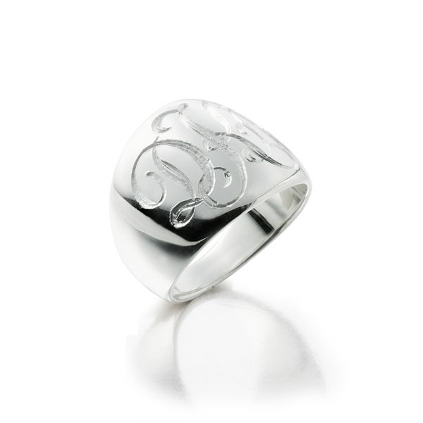 Sterling Silver Embossed Monogram Ring