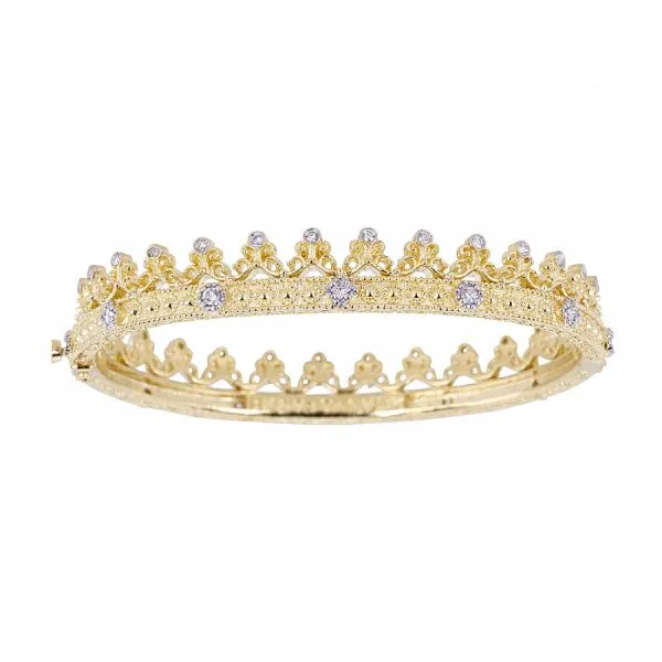 18K Yellow Gold Diamond Pave Crown Bangle similar item image