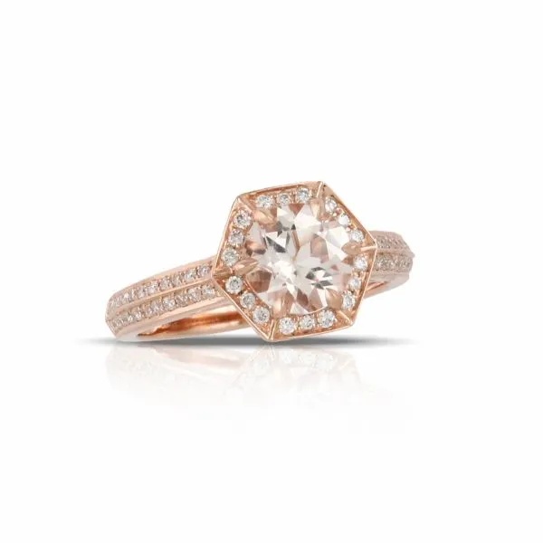 Little Bird Bridal 18K Rose Gold Diamond Halo Engagement ...