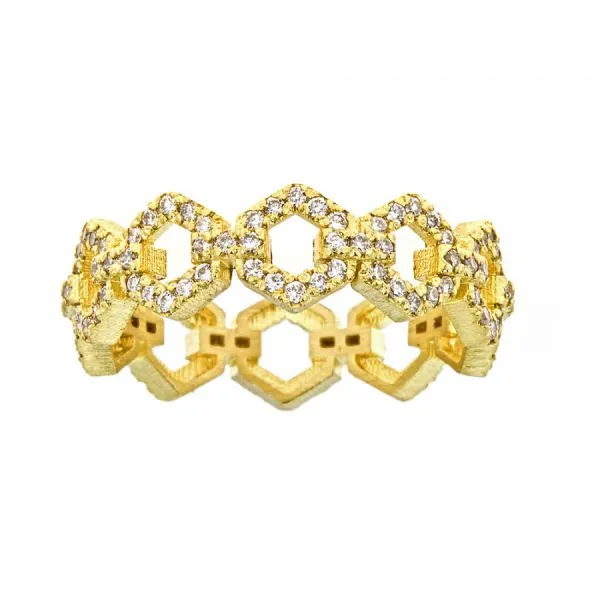 18K Yellow Gold Diamond Honeycomb Ring