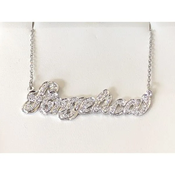 name necklace with rhinestones