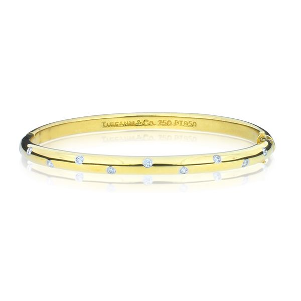Estate Tiffany & Co. 18K Yellow Gold Diamond Tiffany T Cuff Bracelet