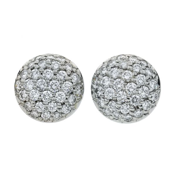 Vintage Platinum 1.32ctw Natural Diamond Button Earrings Image 4 Purple Creek Holly Springs, NC