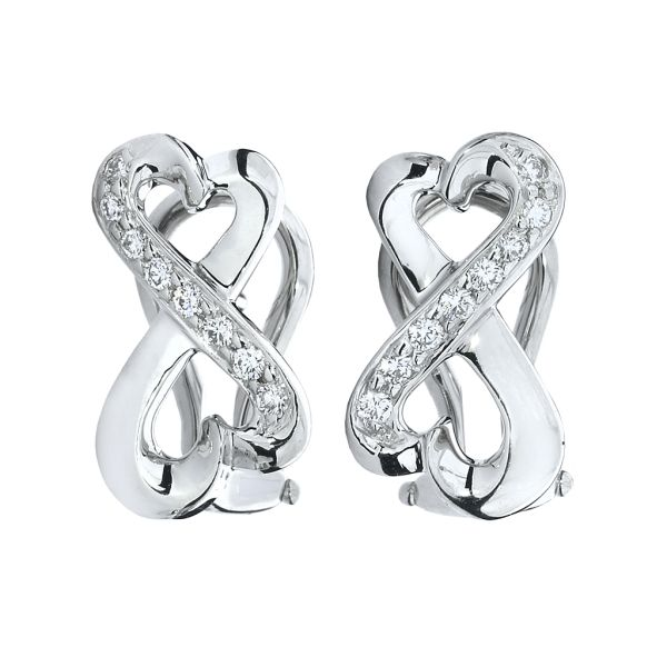 Tiffany & Co 18K White Gold Paloma Picasso Double Loving Heart Diamond Earrings Image 3 Purple Creek Holly Springs, NC