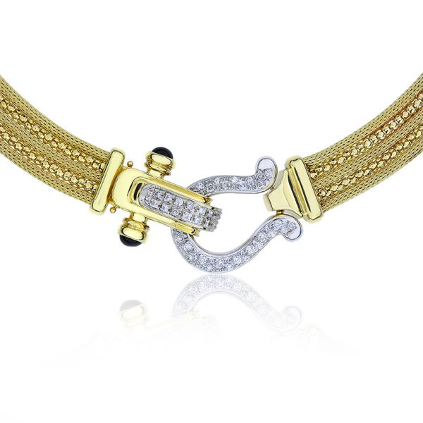 14K Yellow Gold Diamond Omega Style Clasp Necklace Image 3 Purple Creek Holly Springs, NC