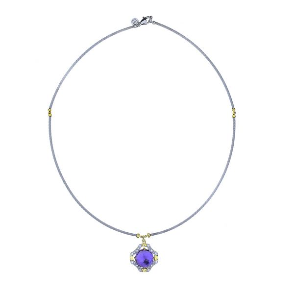 Charriol Classique 18K and Stainless Amethyst and Diamond Necklace Image 3 Purple Creek Holly Springs, NC