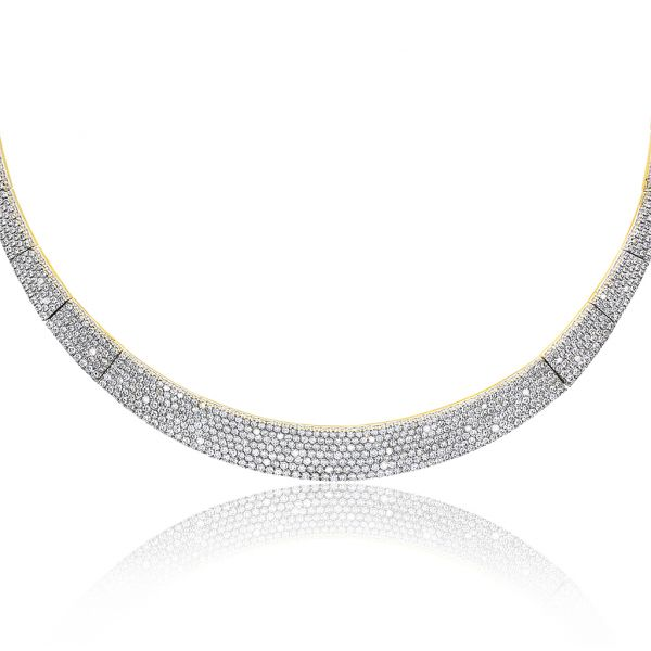Vibrant 18K Yellow Gold 13.90ctw Natural Diamond Pave Necklace Purple Creek Holly Springs, NC