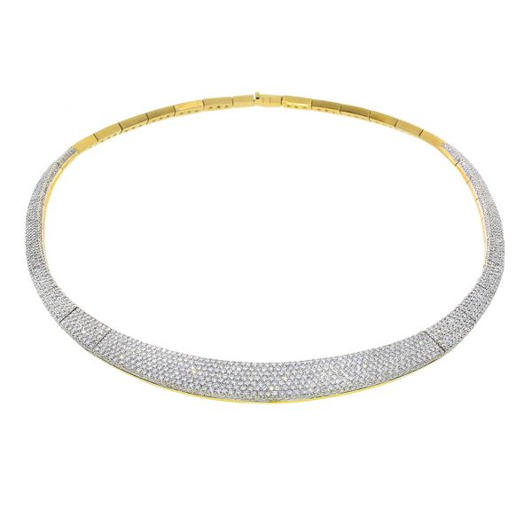 Vibrant 18K Yellow Gold 13.90ctw Natural Diamond Pave Necklace Image 5 Purple Creek Holly Springs, NC