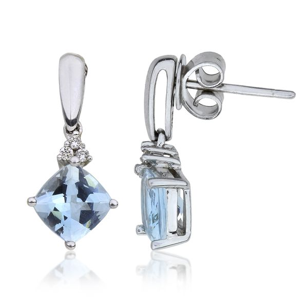 14K Aquamarine & Diamond Pendant & Earring Set Image 3 Purple Creek Holly Springs, NC