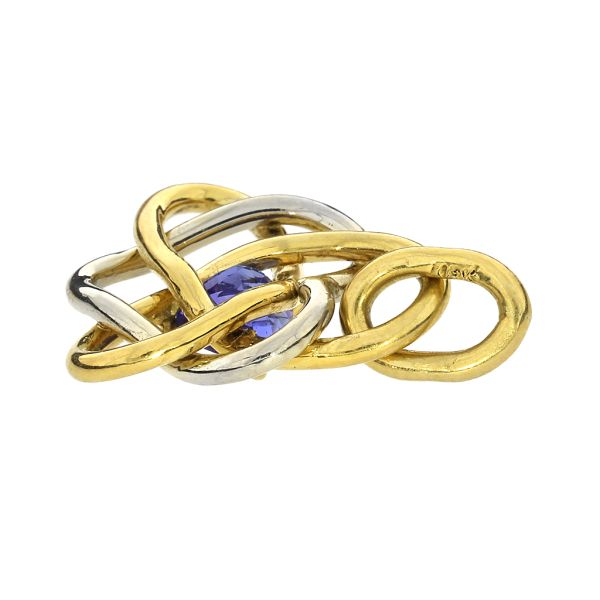 18K Yellow and White Gold .75ct Tanzanite Twisted Knots Pendant Image 3 Purple Creek Holly Springs, NC