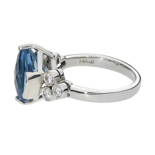 10.29ct Fancy Cut Blue Topaz & Diamond 14K White Gold Ring Image 5 Purple Creek Holly Springs, NC