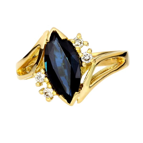 18K Yellow Gold 1.75ct Blue Sapphire & Diamond Bypass Ring Image 3 Purple Creek Holly Springs, NC
