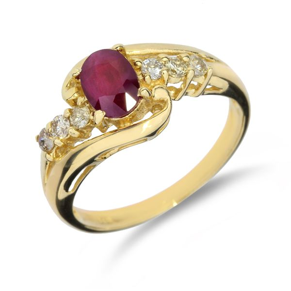 14K Yellow Gold 1.06ct Ruby & Diamond Bypass Ring Purple Creek Holly Springs, NC