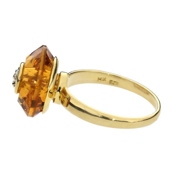 14K Yellow Gold Fancy Citrine Halo & Diamond Ring Image 5 Purple Creek Holly Springs, NC