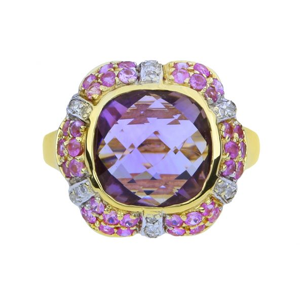 14K Gold Amethyst, Pink Sapphire & Diamond Ring Image 3 Purple Creek Holly Springs, NC