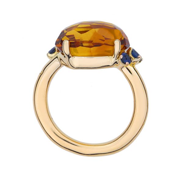 Pomellato Bahia 18K Yellow Gold Citrine and Sapphire Ring Purple