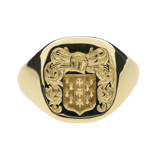 14K Yellow Gold Mens Family Crest Signet Ring Image 3 Purple Creek Holly Springs, NC