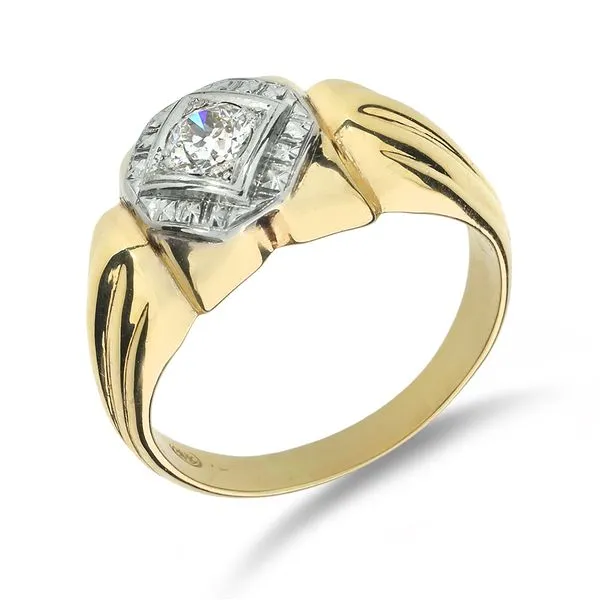 14k Yellow and White Gold Natural Diamond 3-Row Crossover Ring