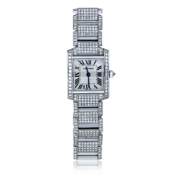 Cartier 2403 20mm Tank Le Francaise 18K White Gold 5.33ctw Diamond Watch Image 3 Purple Creek Holly Springs, NC