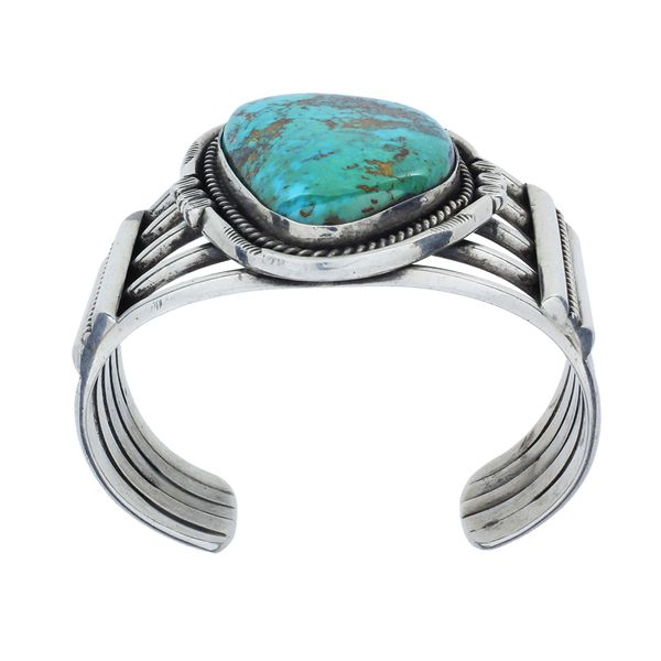 Vintage Native American Sterling Silver Turquoise 5 Band Cuff Image 3 Purple Creek Holly Springs, NC