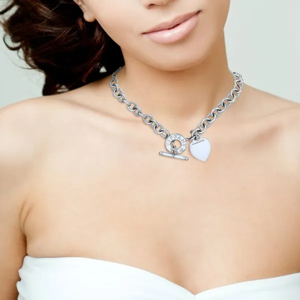 Tiffany sterling silver heart toggle necklace Clearance