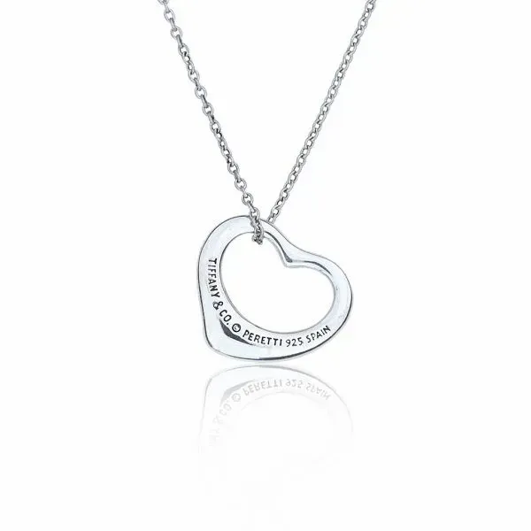 Tiffany & Co Elsa Peretti 16 1/2 Sterling Silver Open Heart Necklace