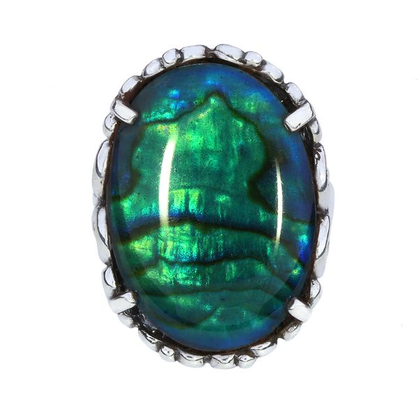 Sterling Large Oval Abalone Statement Ring Image 3 Purple Creek Holly Springs, NC