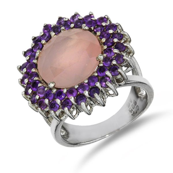 Sterling Silver Rose Quartz & Amethyst Double Halo Ring Purple Creek Holly Springs, NC