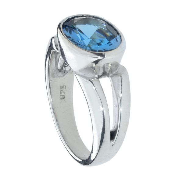 Sterling Silver 4.60ct Oval Blue Topaz Ring Image 4 Purple Creek Holly Springs, NC