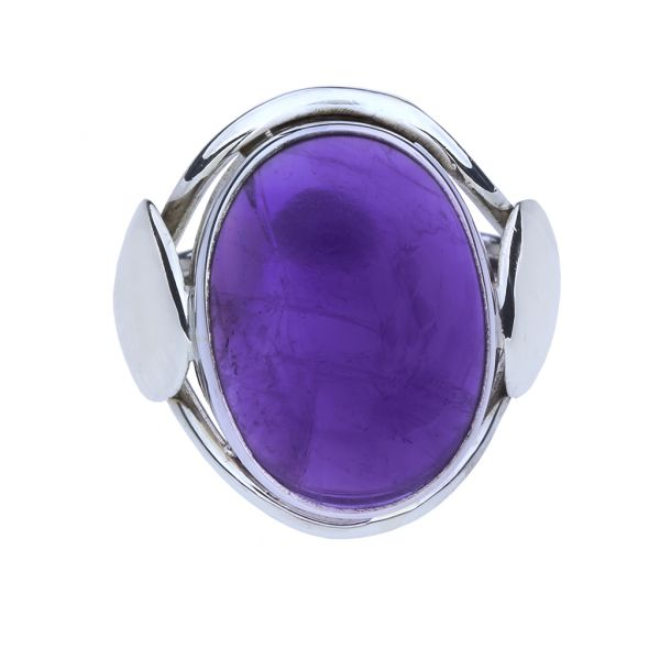 Sterling Silver 11.36ct Oval Amethyst Cabochon Ring Image 3 Purple Creek Holly Springs, NC