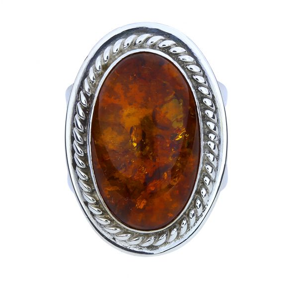 Sterling Silver Large Oval Amber Rope Halo Ring Image 4 Purple Creek Holly Springs, NC