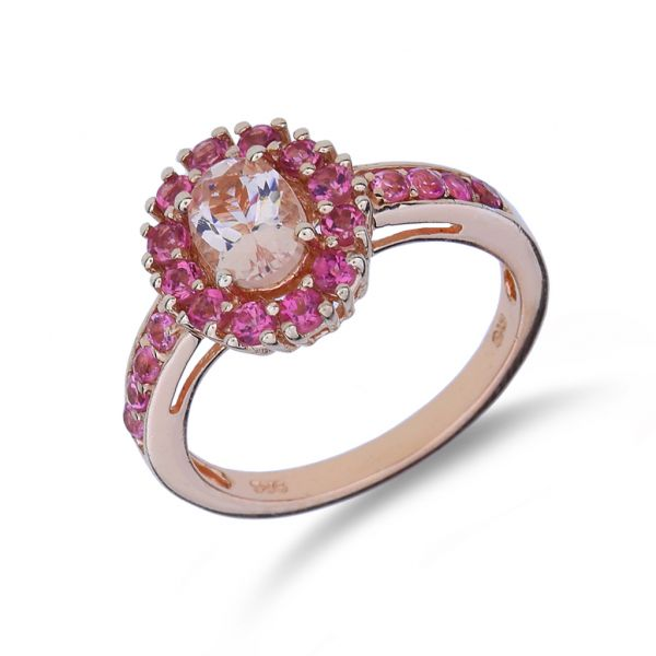 Sterling Silver Morganite and Tourmaline Halo Ring Purple Creek Holly Springs, NC
