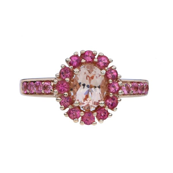 Sterling Silver Morganite and Tourmaline Halo Ring Image 3 Purple Creek Holly Springs, NC