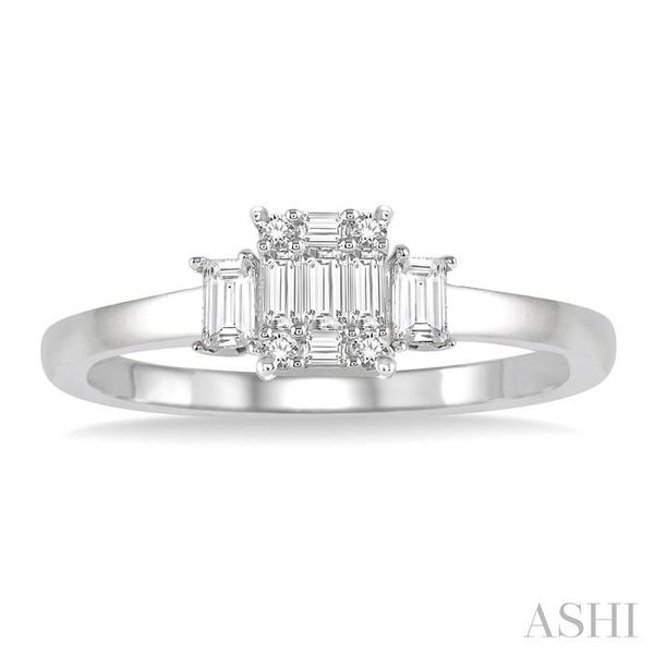 1/2 ctw Fusion Baguette and Round Cut Diamond Engagement Ring in 14K White Gold Image 2 Robert Irwin Jewelers Memphis, TN