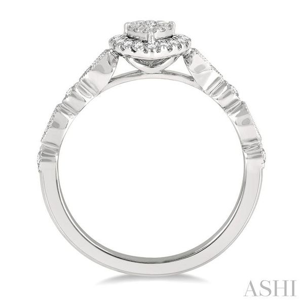 1/3 ctw Lattice Pear Shape Lovebright Round Cut Diamond Engagement Ring in 14K White Gold Image 3 Robert Irwin Jewelers Memphis, TN
