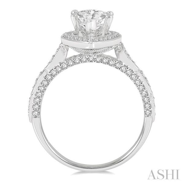 1/2 ctw Carved Marquise Shape Round Cut Diamond Semi-Mount Engagement Ring in 14K White Gold Image 3 Robert Irwin Jewelers Memphis, TN