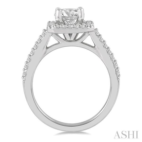 1/3 Ctw Square Shape Diamond Semi-Mount Engagement Ring in 14K White Gold Image 3 Robert Irwin Jewelers Memphis, TN