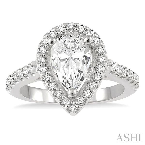 1/3 Ctw Pear Shape Semi-Mount Diamond Engagement Ring in 14K White Gold Image 2 Robert Irwin Jewelers Memphis, TN